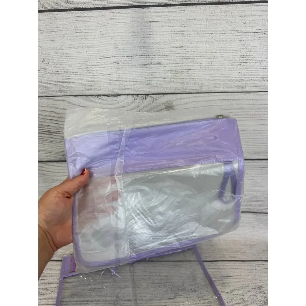 2 Brand New Purple Beach Colorful Clear Zip Travel Bags